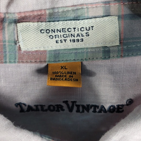 Tailor Vintage Shirt Men's Size XL Purple 100% Linen Button Down Long Sleeve EUC - Picture 2 of 12